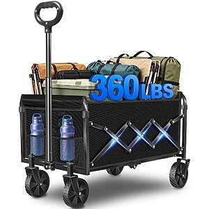 Kovryx 360lbs Collapsible Wagon Cart Foldable(Black) $34.03 + Free S&H w/ Walmart+ or $35+