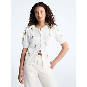 $7.08: Free Assembly Women's Beaded Cardigan Sweater, Short Puff Sleeves, S-XL at Walmart