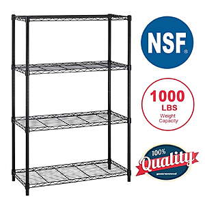 $34.99: BestOffice 4-Shelf Adjustable Metal Wire Storage Rack (Black, 54"x36"x14") at Walmart