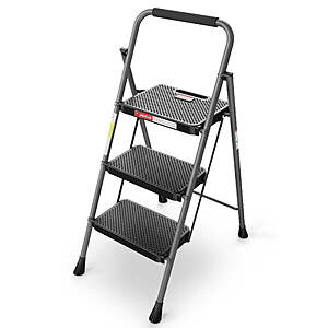 $29.99: HBTower 3 Step Folding Ladder w/ Extra-Wide Anti-Slip Pedal & Safety Grip Rail(330 lbs) at Walmart.com