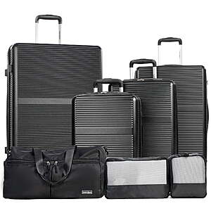 [AC]Tripcomp 7-Piece Hardside Luggage Set w/ 16"/20"/24"/28" Suitcases(Black/White) $81.99 + Free S&H at Walmart