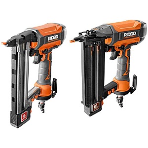 $100: RIDGID Pneumatic 18-Gauge 2-1/8 in. Brad Nailer with Pneumatic 18-Gauge 1-1/2 in. Finish Stapler (Tools Only) at HomeDepot