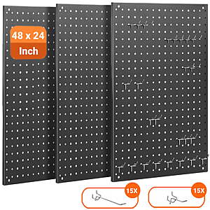 3 Pcs Blacksmith 48x24 inch Metal Pegboard Panels w/ 30 Pcs Hook (Black) $37.35 + Free S&H at Walmart
