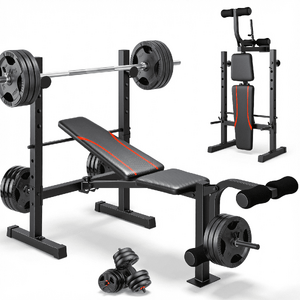 $119.97: VIBESPARK 600 lb Foldable Weight Bench Set with Leg Extension, Leg Curl & Squat Rack at Walmart.com