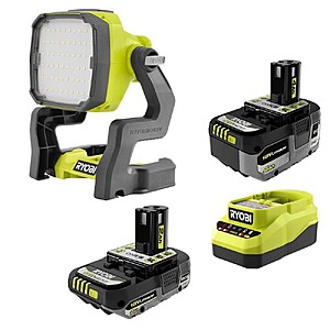 RYOBI ONE+ 18V Hybrid LED Work Light Kit w/ 2.0 Ah + 4.0 Ah Batteries & Charger $99 + Free S&H