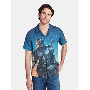 $7.45: The Mandalorian Men's and Big Men's Mando Landscape Graphic Button-Up Shirt, Sizes S-3XL at Walmart.com