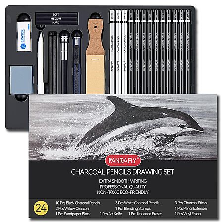 [S&S]24-Piece Charcoal Drawing Set $4.79 + Free Shipping w/ Prime or on $35+