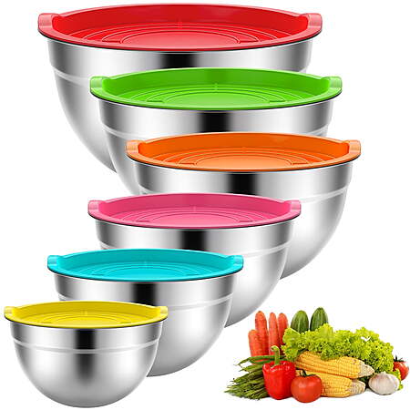 $16.98*:TINANA 6-Pack Mixing Bowls with Lids-Multicolor @ Walmart