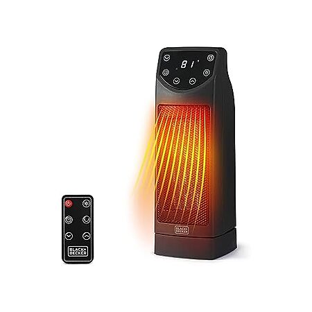 $20*:BLACK+DECKER 1500W Ceramic Space Heater, Portable Oscillating Heater with Remote & LED Display-4.6" x 4.5" x 14.01"