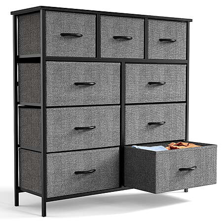$39.98*:ZUNMOS Fabric Dresser for Bedroom 9 Drawer, Grey at Walmart