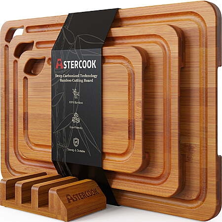 $22.99*:Astercook 4-Piece Bamboo Cutting Board Set(9'' x 6'', 12'' x 8'', 15'' x 10'' )