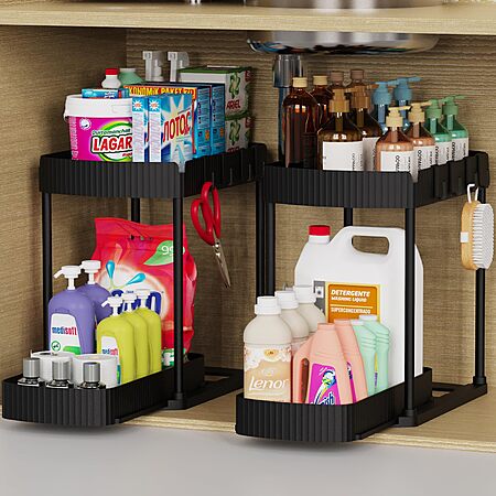 $16.99*:2-Pack 12.8" Ukeeptap Multi-Purpose Pull-Out Under Sink Storage Organizers at Amazon