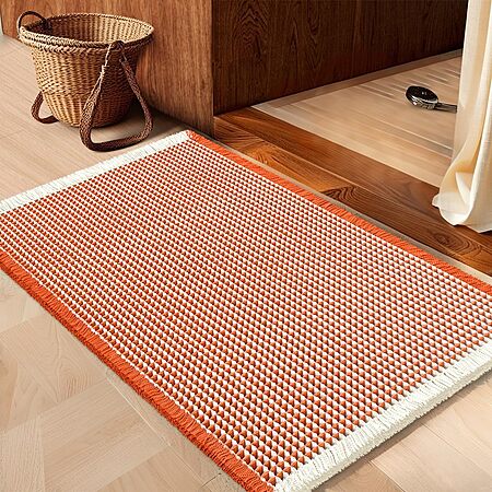 $8.99*:IM HOME Waffle Bath Mat Orange & Cream 36"x24" at Amazon