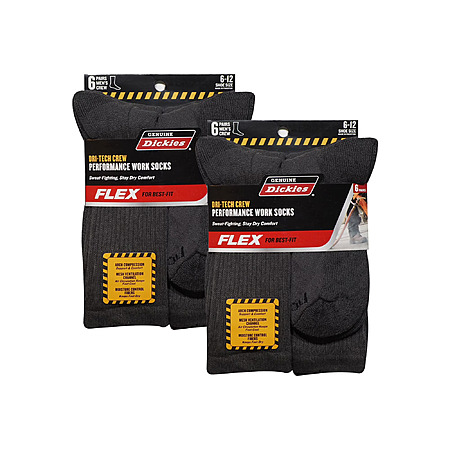 $7.49*:12 Pack Genuine Dickies Men's Dri-Tech Crew Socks Size:6-12 at Walmart.com