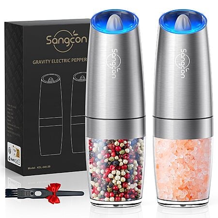 $8.99*: Sangcon Gravity Electric Salt and Pepper Grinder Set at Amazon