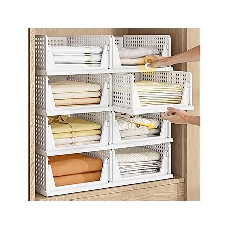 PINKPUM 5 Pack Stackable Plastic Storage Basket at Woot! $27.99