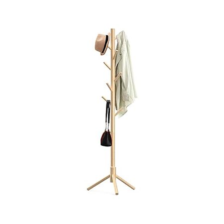 $14.99*:Wooden Coat Rack Stand - Freestanding 8-Hook Coat Tree, Adjustable for Hats, Coats, Scarves & Bags, Ideal for Bedroom, Office, or Entryway (Natural) at Woot!