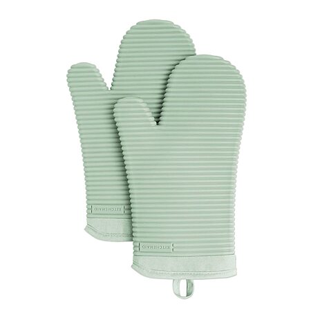 $11.25*:Set of 2 KitchenAid 7.5"x13" Ribbed Soft Silicone Oven Mitt (Pistachio) at Amazon