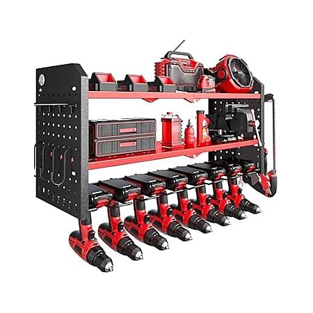 $29.99*:Nacial Power Tool Organizer Wall Mount, 8 Drill Holder Wall Mount with 3 Layer Cordless Drill Holder, Heavy Duty Tool Rack with 12 Hooks at Woot!