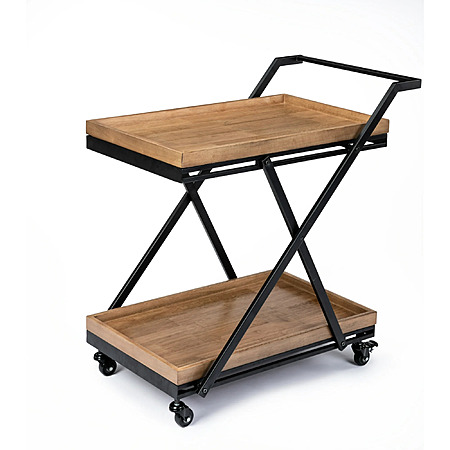 $51*: Better Homes & Gardens Entertainment Cart, Wood and Black( 33.07 in x 30.71 in x 19.29 in) at Walmart.com