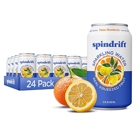 [S&S]$17*:Spindrift Sparkling Water, Yuzu Mandarin Flavored, Made with Real Squeezed Fruit, 12 Fl OZ Cans, Pack of 24 (Only 6 Calories per Can)