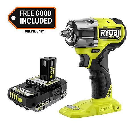 $99*:RYOBI ONE+ HP 18V Brushless Cordless Compact 3/8 in. Impact Wrench with FREE 2.0 Ah HIGH PERFORMANCE Battery at HomeDepot