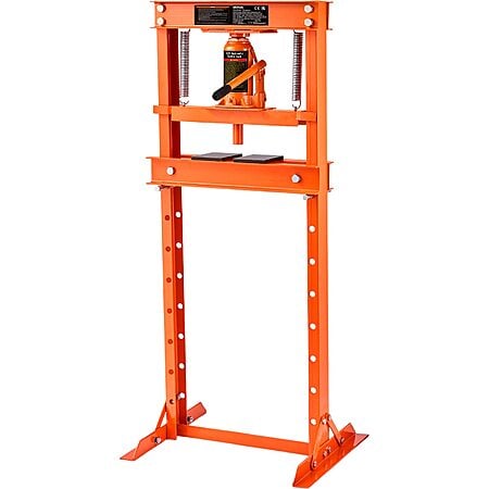 $104.29: VEVOR 12 Ton Hydraulic Shop Press – H-Frame, Adjustable Height, Movable Plates, for Garage & Professional Use – Orange at Amazon