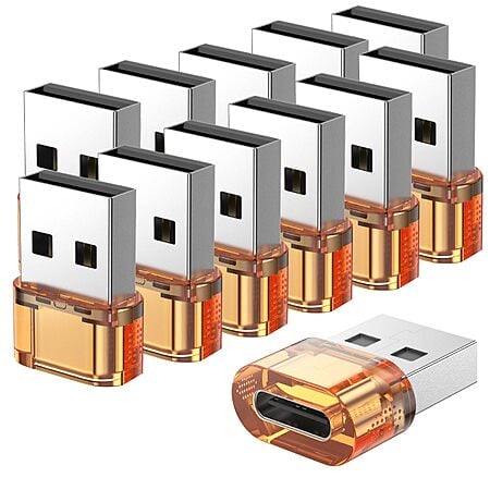 $5.29: USB Male to USB C Female Adapter 12 Pack(Yellow/Orange) at Amazon