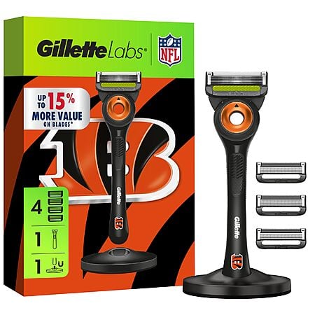 $14.45: Gillette Labs NFL Bengals Edition Razor for Men, 1 Handle, 4 Blades, Magnetic Stand at Amazon