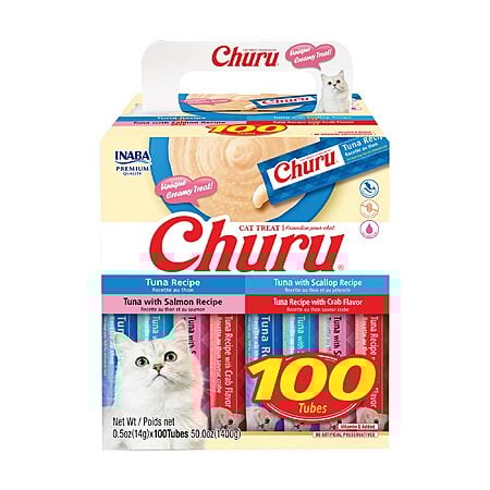 $35.62: 100-Count 0.5oz. INABA Churu Creamy Purée Cat Treat (Tuna Variety) w/ Subscribe & Save at Amazon
