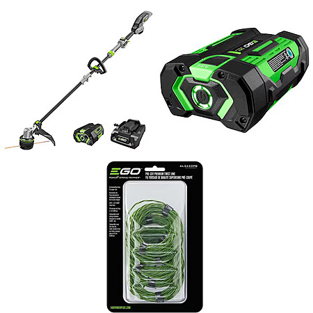 $329: EGO POWER+ 56V 16 in POWERLOAD with LINE IQ String Trimmer with 4.0Ah ARC Lithium Battery and Charger, 2.5Ah ARC Lithium Battery, and 0.095 in Pre Cut Premium Twist Trimmer