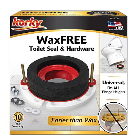 Korky 6000BP Universal Wax-Free Toilet Seal with Hardware $2.17 + Free S&H w/ Prime or $35+