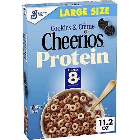 $2.37: [S&S]11.2 oz Cheerios Protein Cereal, Cookies & Crème, 8g Protein, Large Size at Amazon