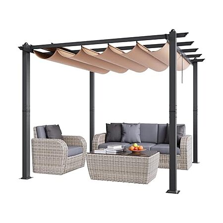 VEVOR 10'x10' Outdoor Retractable Pergola with Canopy(Beige) $139.99 + Free S&H w/ Prime at Woot!