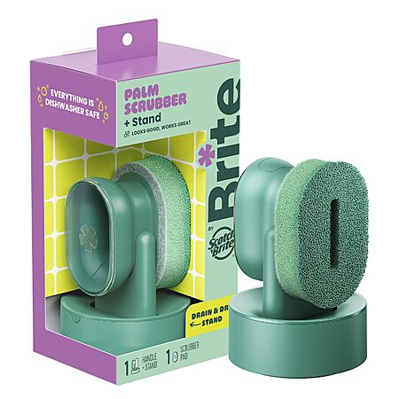 Scotch-Brite Brite Palm Scrubber with Drain + Dry Stand and Soap Dispenser