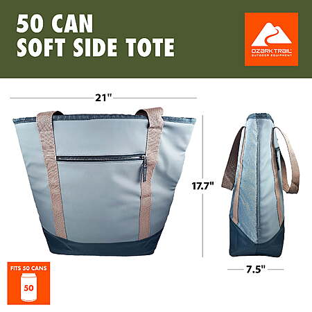Ozark Trail Soft-Sided Cooler Tote, 17.44 qt, 50-Can, Gray $10.82 + Free S&H w/ Walmart+ or $35+