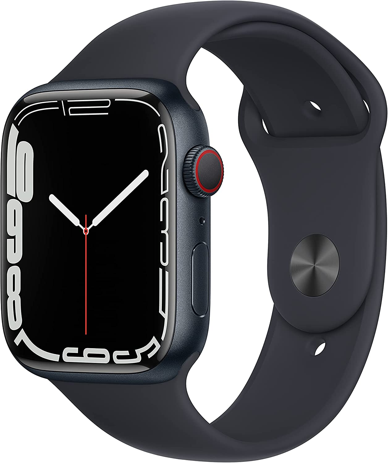 Apple Watch Series 7 [GPS + Cellular 45mm] Smart Watch w/ Midnight Aluminum Case with Midnight Sport Band. Fitness Tracker, Blood Oxygen & ECG Apps, Always-On Retina Di $459