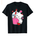 Strawberry Milk Shake Cat Japanese Anime Kawaii Neko Girl T-Shirt $13.07
