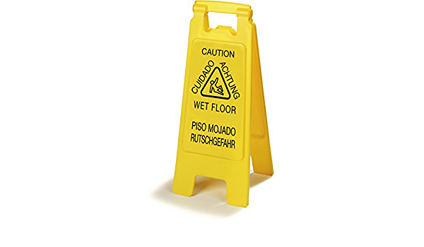 CFS 3690904 Economy Wet Floor Sign in English/Spanish/German, 25" Height, 11" Width, 8" Length, Yellow (Pack of 6) - $17.99