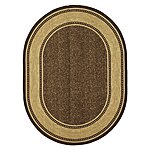 Machine Washable Bordered Design Non-Slip Rubberback 5x7 Traditional Area Rug for Living Room, Bedroom, Kitchen, Dining Room, 5' x 6'6&quot; Oval, Brown $32
