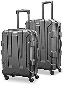 Amazon.com | Samsonite Centric 2 Hardside Expandable Luggage with Spinner Wheels, Black, 2-Piece Set (20/24) | Suitcases $146.24