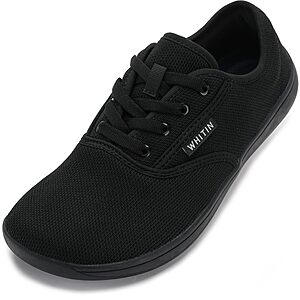 WHITIN Men's Extra Wide Knit Barefoot Shoes / Sneakers, Zero Drop Sole, Black and Gray, limited sizes $19.99