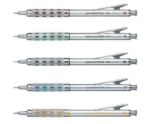 Pentel Graphgear 1000 Automatic Drafting Pencil, 0.3 mm, 0.4 mm, 0.5 mm, 0.7 mm, 0.9 mm 5pics Set $29.19