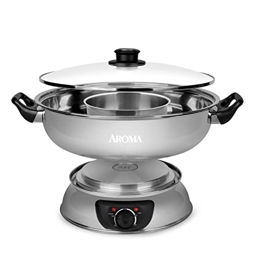 Aroma Stainless Steel Hot Pot, Silver (ASP-600), 5 quart $46.53