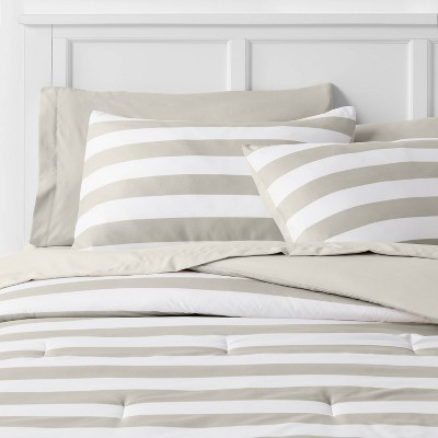 7pc Full Comforter & Sheets Set Light Gray Stripe - Room Essentials™ : Target $21.28