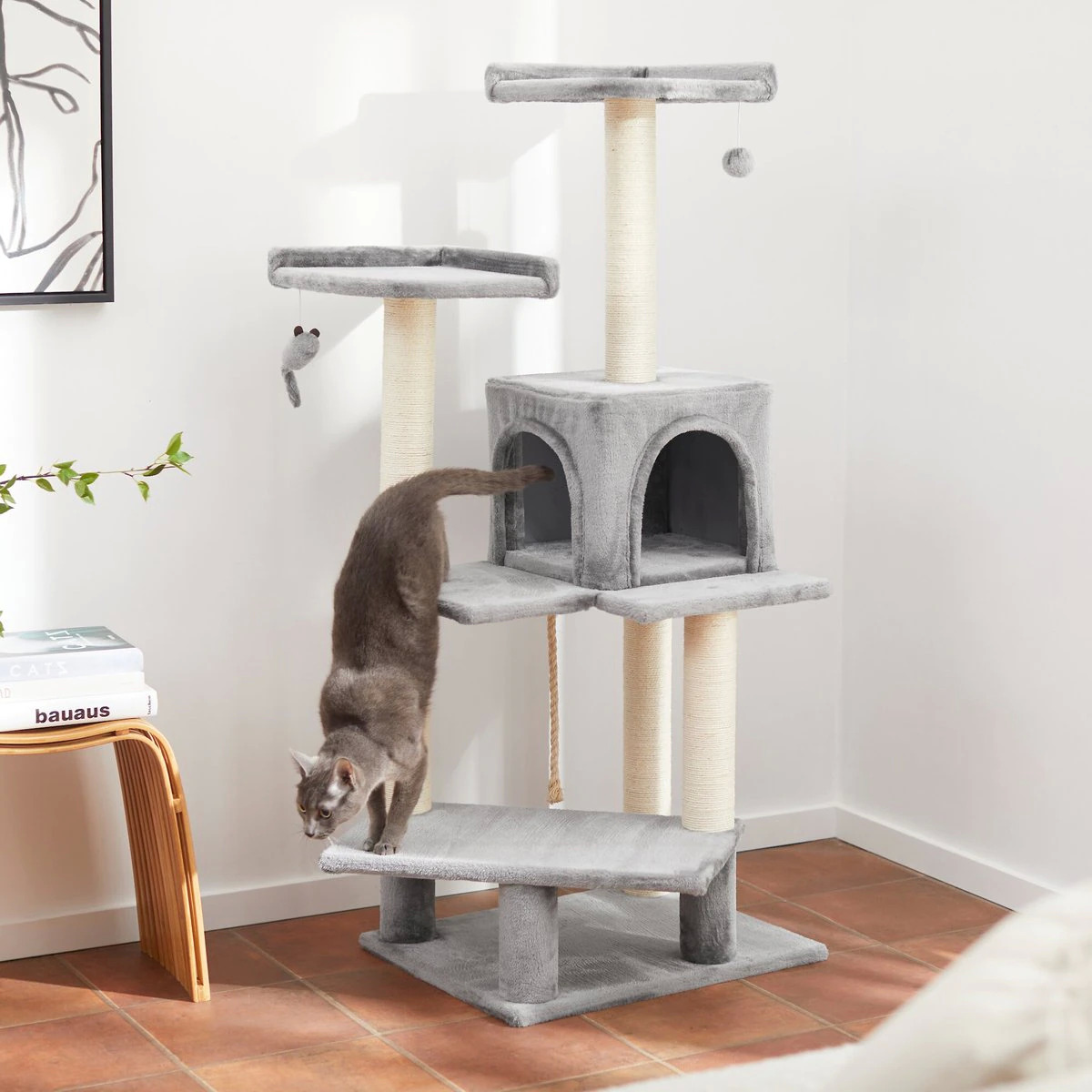 Chewy: Frisco 57-in Faux Fur Cat Tree & Condo, Gray $56.92 + Free Shipping