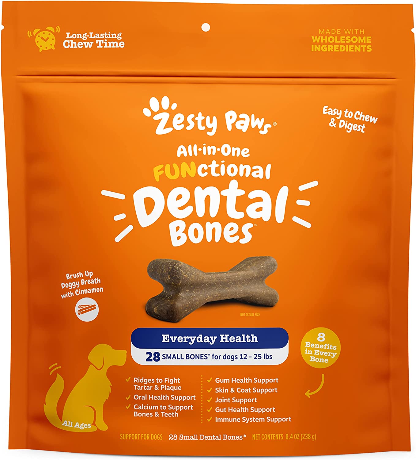Amazon: Zesty Paws Dental Bones for Small Dogs - Fights Tartar & Plaque - Gum, Teeth & Bone Health 28ct $8.48