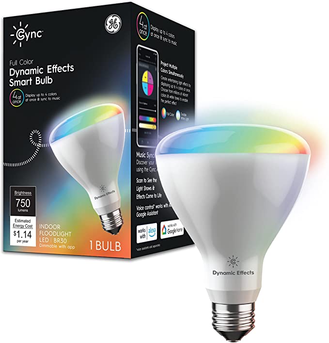 Amazon: GE CYNC Dynamic Effects Smart LED Light Bulb, Color Changing, Bluetooth and Wi-Fi, Works with Alexa and Google Home $18.89