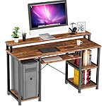 47" NOBLEWELL Computer Desk with Storage Shelves & Keyboard Tray (Rustic Brown) $79.40 + Free Shipping