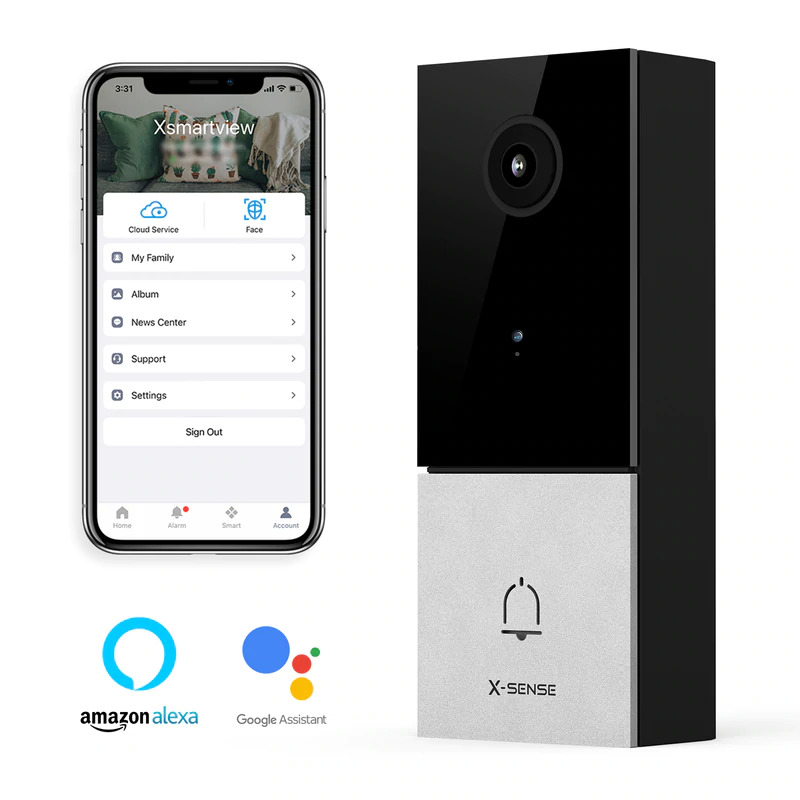 X-Sense Smart Video Doorbell 2K Camera Resolution, Night Vision, Alexa / Google Home $55